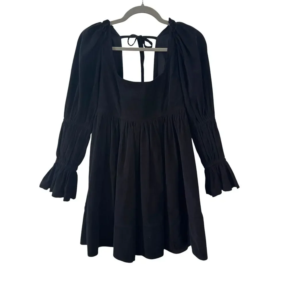 Anthropologie Pilcro Square-Neck Corduroy Babydoll Mini Dress Black Size XS - Picture 5 of 10